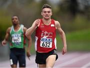 16 April 2016; Marcus Lawler, IT Carlow, on his way to winning the 200M event. Irish Universities Athletic Association Track & Field Championships 2016, Day 1. Morton Stadium, Santry, Co. Dublin. Picture credit: Oliver McVeigh / SPORTSFILE