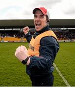 16 April 2016; Mayo manager Michael Solan, celebrates at the final whistle. Eirgrid GAA Football Under 21 All-Ireland Championship semi-final, Dublin v Mayo. O'Connor Park, Tullamore, Co. Offaly.  Picture credit: Sam Barnes / SPORTSFILE