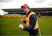 16 April 2016; Mayo manager Michael Solan celebrates at the final whistle. Eirgrid GAA Football Under 21 All-Ireland Championship semi-final, Dublin v Mayo. O'Connor Park, Tullamore, Co. Offaly.  Picture credit: Sam Barnes / SPORTSFILE