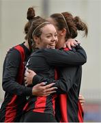 16 April 2016; Kerrie Dillon, IT Carlow, celebrates with Amy Walsh at the end of the game. WSCAI Intervarsities Cup Final, IT Carlow v IT Sligo. Athlone I.T., Athlone.  Picture credit: David Maher / SPORTSFILE