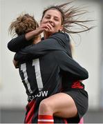 16 April 2016; Niamh Kelly, right, IT Carlow, celebrates with Amy Walsh at the end of the game. WSCAI Intervarsities Cup Final, IT Carlow v IT Sligo. Athlone I.T., Athlone.  Picture credit: David Maher / SPORTSFILE