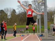 16 April 2016; Callan Byrne, IT Carlow, during the Mens triple jump event event. Irish Universities Athletic Association Track & Field Championships 2016, Day 1. Morton Stadium, Santry, Co. Dublin. Picture credit: Oliver McVeigh / SPORTSFILE