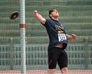 16 April 2016; Marco Pons, DCU on his way to winning the Mens Discus event. Irish Universities Athletic Association Track & Field Championships 2016, Day 1. Morton Stadium, Santry, Co. Dublin. Picture credit: Oliver McVeigh / SPORTSFILE