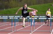 16 April 2016; Evan McGuire, DCU, crossing the final hurdle on route to winning the Mens 400M hurdles event. Irish Universities Athletic Association Track & Field Championships 2016, Day 1. Morton Stadium, Santry, Co. Dublin. Picture credit: Oliver McVeigh / SPORTSFILE