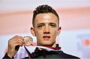 16 April 2016; Brendan Irvine, Ireland, on the winners podium with his bronze medal after beating Daniel Asenov, Bulgaria, in their Men's Flyweight 52kg Box-Off bout. AIBA 2016 European Olympic Qualification Event. Samsun, Turkey. Photo by Sportsfile
