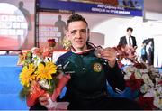 16 April 2016; Brendan Irvine, Ireland, with his bronze medal after beating Daniel Asenov, Bulgaria, in their Men's Flyweight 52kg Box-Off bout. AIBA 2016 European Olympic Qualification Event. Samsun, Turkey. Photo by Sportsfile