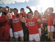 16 April 2016; Cork players celebrate with supporters after the game. Eirgrid GAA Football Under 21 All-Ireland Championship semi-final, Cork v Monaghan. O'Connor Park, Tullamore, Co. Offaly.  Picture credit: Sam Barnes / SPORTSFILE