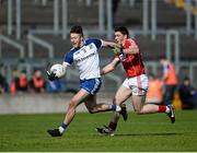 16 April 2016; Dessie Ward, Monaghan, in action against Sean O'Donoghue, Cork. Eirgrid GAA Football Under 21 All-Ireland Championship semi-final, Cork v Monaghan. O'Connor Park, Tullamore, Co. Offaly.  Picture credit: Sam Barnes / SPORTSFILE