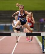 16 April 2016; Michelle Finn, University Limerick, jumps a hurdle on her way to winning the Ladies 3000M steeplechase event. Irish Universities Athletic Association Track & Field Championships 2016, Day 1. Morton Stadium, Santry, Co. Dublin. Picture credit: Oliver McVeigh / SPORTSFILE