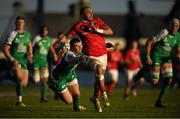 16 April 2016; Simon Zebo, Munster, escapes the tackle of Robbie Henshaw, Connacht, on his way to scoring his side's first try. Guinness PRO12 Round 20, Connacht v Munster. The Sportsground, Galway.  Picture credit: Stephen McCarthy / SPORTSFILE