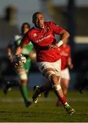 16 April 2016; Simon Zebo, Munster, on his way to scoring his side's first try. Guinness PRO12 Round 20, Connacht v Munster. The Sportsground, Galway.  Picture credit: Stephen McCarthy / SPORTSFILE