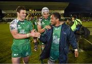 16 April 2016; Connacht players, from left, Robbie Henshaw, Ultan Dillane and Bundee Aki following their victory. Guinness PRO12 Round 20, Connacht v Munster. The Sportsground, Galway.  Picture credit: Stephen McCarthy / SPORTSFILE