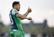 16 April 2016; Bundee Aki, Connacht, gives the thumbs-up, during the first half. Guinness PRO12 Round 20, Connacht v Munster. Sportsground, Galway.  Picture credit: Seb Daly / SPORTSFILE
