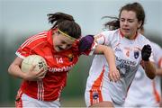 17 April 2016; Hannah Looney, Cork, in action against Clodagh McCambridge, Armagh. Lidl Ladies Football National League Division 1 Round 7, Cork v Armagh. GAA National Training Centre, Abbotstown, Dublin.  Picture credit: Seb Daly / SPORTSFILE