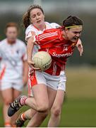 17 April 2016; Hannah Looney, Cork, in action against Fionnuala McKenna, Armagh. Lidl Ladies Football National League Division 1 Round 7, Cork v Armagh. GAA National Training Centre, Abbotstown, Dublin.  Picture credit: Seb Daly / SPORTSFILE