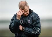 17 April 2016; Armagh manager Ronan Clarke reacts following a decision against his side. Lidl Ladies Football National League Division 1 Round 7, Cork v Armagh. GAA National Training Centre, Abbotstown, Dublin.  Picture credit: Seb Daly / SPORTSFILE
