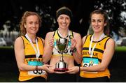 17 April 2016; Winners of the Senior Women's relay race, from left, Michele Finn, Lizzie Lee and Carol Finn, Leevale AC, Co. Cork, during the Glo Health AAI National Road Relays. Raheny, Dublin. Picture credit : Tomás Greally /  SPORTSFILE