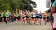 17 April 2016; A general view during the start of the Senior Women's relay race during the Glo Health AAI National Road Relays. Raheny, Dublin. Picture credit : Tomás Greally / SPORTSFILE