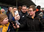 17 April 2016; Clare manager Davy Fitzgerald with Clare supporters after their victory. Allianz Hurling League Division 1 Semi-Final, Kilkenny v Clare. Semple Stadium, Thurles, Co. Tipperary. Picture credit: Stephen McCarthy / SPORTSFILE