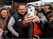 17 April 2016; Clare manager Davy Fitzgerald with Clare supporters after their victory. Allianz Hurling League Division 1 Semi-Final, Kilkenny v Clare. Semple Stadium, Thurles, Co. Tipperary. Picture credit: Stephen McCarthy / SPORTSFILE
