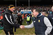 17 April 2016; The Clare manager Davy Fitzgerald shakes hands with his opposite number, Kilkenny's Brian Cody, after the game. Allianz Hurling League, Division 1, semi-final, Kilkenny v Clare. Semple Stadium, Thurles, Co. Tipperary. Picture credit: Ray McManus / SPORTSFILE