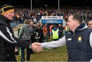 17 April 2016; The Clare manager Davy Fitzgerald shakes hands with his opposite number, Kilkenny's Brian Cody, after the game. Allianz Hurling League, Division 1, semi-final, Kilkenny v Clare. Semple Stadium, Thurles, Co. Tipperary. Picture credit: Ray McManus / SPORTSFILE