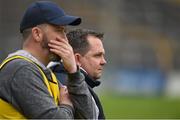 17 April 2016; Clare manager Davy Fitzgerald and selector Donal Og Cusack, left, watch the closing minutes of the game. Allianz Hurling League, Division 1, semi-final, Kilkenny v Clare. Semple Stadium, Thurles, Co. Tipperary. Picture credit: Ray McManus / SPORTSFILE