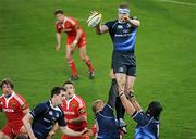 2 April 2010; Jamie Heaslip takes the ball in the lineout. Celtic League, Munster v Leinster, Thomond Park, Limerick. Picture credit: Ray McManus / SPORTSFILE