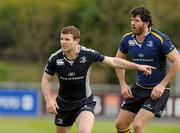 27 April 2010; Leinster's Gordon D'Arcy and Shane Horgan, right, during squad training ahead of their Heineken Cup Semi-Final against Toulouse on Saturday. Belfield Bowl, Belfield, UCD, Dublin. Picture credit: Pat Murphy / SPORTSFILE