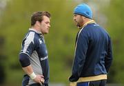27 April 2010; Leinster's Cian Healy in conversation with Head Coach Michael Cheika during squad training ahead of their Heineken Cup Semi-Final against Toulouse on Saturday. Belfield Bowl, Belfield, UCD, Dublin. Picture credit: Pat Murphy / SPORTSFILE