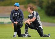 27 April 2010; Leinster's Jonathan Sexton and Paul O'Donohoe, right, during squad training ahead of their Heineken Cup Semi-Final against Toulouse on Saturday. Belfield Bowl, Belfield, UCD, Dublin. Picture credit: Pat Murphy / SPORTSFILE