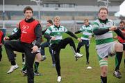 27 April 2010; Connacht's, from left to right, Andrew Browne, Fionn Carr and Michael Swift during squad training ahead of their Amlin Challenge Cup Semi-Final against RC Toulon on Friday. Sportsground, Galway. Picture credit: Ray Ryan / SPORTSFILE