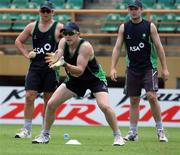 26 April 2010; Ireland's Niall O'Brien takes the catch watched by team-mates gary wilson and William Porterfield during a squad training session ahead of the start of the 2010 Twenty20 Cricket World Cup. Providence, Guayana. Picture credit: Handout / Barry Chambers / RSA / Cricket Ireland Via SPORTSFILE