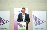 28 April 2010; Sunderland chairman and former Republic of Ireland international Niall Quinn speaking at the launch of a Sporting Fingal Community Trust Sports Conditioning Programme. Sportslink Complex, Furry Park, Santry, Dublin. Picture credit: David Maher / SPORTSFILE