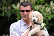 29 April 2010; Current Ipswich Town manager and former Republic of Ireland international Roy Keane with 8 week old puppy Verna at the official launch of the eighth annual Irish Guide Dogs for the Blind Specsavers Shades 2010 campaign. The campaign raises funds for the training of guide and assistant dogs and centres around a week of fundraising nationwide which kicks off on Monday May 3rd. Mount Herbert Hotel, Herbert Road, Sandymount, Dublin. Picture credit: Pat Murphy / SPORTSFILE