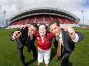 29 April 2010; Athlete Emily Hurley, 'Face of the Games', with John Cantwell, Stadium Manager, left, and Matt Engliish, CEO Special Olympics Ireland, at the announcement that the opening ceremony of the 2010 Special Olympics Ireland Games will be held at Thomond Park, Limerick, on Wednesday 9th of June. Tickets for the event, which will be headlined by The Cranberries, are available from www.ticketmaster.ie and usual outlets. Thomond Park, Limerick. Picture credit: Kieran Clancy / SPORTSFILE