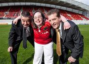 29 April 2010; Athlete Emily Hurley, 'Face of the Games', with John Cantwell, Stadium Manager, left, and Matt Engliish, CEO Special Olympics Ireland, at the announcement that the opening ceremony of the 2010 Special Olympics Ireland Games will be held at Thomond Park, Limerick, on Wednesday 9th of June. Tickets for the event, which will be headlined by The Cranberries, are available from www.ticketmaster.ie and usual outlets. Thomond Park, Limerick. Picture credit: Kieran Clancy / SPORTSFILE