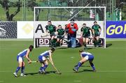 29 April 2010; Ireland defence a short corner against Scotland. Hockey BDO World Cup Qualifier, Ireland v Scotland, Manquehue Hockey Club, Santiago, Chile. Picture syndicated by SPORTSFILE on behalf of the IHA