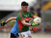 16 April 2016; Fionán Duffy, Mayo, in action against Eoin Smith, Dublin. Eirgrid GAA Football Under 21 All-Ireland Championship semi-final, Dublin v Mayo. O'Connor Park, Tullamore, Co. Offaly.  Picture credit: Brendan Moran / SPORTSFILE