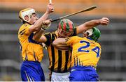 17 April 2016; Kieran Joyce, Kilkenny, in action against Conor McGrath, left, and Aaron Shanagher, Clare. Allianz Hurling League Division 1 Semi-Final, Kilkenny v Clare. Semple Stadium, Thurles, Co. Tipperary. Picture credit: Stephen McCarthy / SPORTSFILE