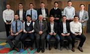 18 April 2016; Independent.ie Football Rising Stars, back row, from left to right, Kieran Hughes, UU, from Monaghan, Colm Begley, DCU, from Laois, John Heslin, UCD, from Westmeath, Liam Casey, UCD, from Tipperary, Niall McKeever, UU, from Antrim, Philip O'Donnell, DCU, from Donegal, and Shane Carey, DCU, from Monaghan. Front row, from left to right, Jack McCaffrey, UCD, from Dublin, Conor Moynagh, DCU, from Cavan, Uachtarán Chumann Lúthchleas Gael Aogán Ó Fearghail, Daniel McKenna, DKIT, from Monaghan, Ryan Wylie, DCU, from Monaghan, and David Byrne, UCD, from Dublin. Independent.ie Football Rising Stars Awards. Croke Park, Dublin. Picture credit: Seb Daly / SPORTSFILE