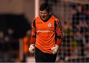 18 April 2016; Shelbourne goalkeeper Jack Brady celebrates as his team win on penalties. EA Sports Cup Second Round Pool 4, Shelbourne v Bohemians. Tolka Park, Dublin. Picture credit: David Fitzgerald / SPORTSFILE