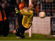 18 April 2016; Bohemians goalkeeper Dean Delaney fails to save the winning penalty by Daire Doyle, Shelbourne. EA Sports Cup Second Round Pool 4, Shelbourne v Bohemians. Tolka Park, Dublin. Picture credit: David Fitzgerald / SPORTSFILE