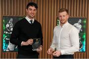 18 April 2016; Ulster University players Niall McKeever, from Antrim, left, and Kieran Hughes, from Monaghan, right, after collecting their Independent.ie Football Rising Stars Awards. Independent.ie Football Rising Stars Awards. Croke Park, Dublin. Picture credit: Seb Daly / SPORTSFILE