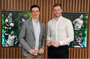 18 April 2016; Scotstown players Shane Carey, DCU, Kieran Hughes, Ulster University, after collecting their Independent.ie Football Rising Stars Awards. Independent.ie Football Rising Stars Awards. Croke Park, Dublin. Picture credit: Seb Daly / SPORTSFILE