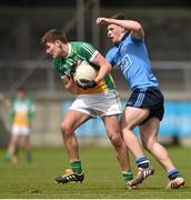 16 April 2016; Micheál Mooney, Offaly, in action against James Holland, Dublin. Electric Ireland Leinster GAA Football Minor Championship First Round, Dublin v Offaly. Parnell Park, Dublin.  Picture credit: Cody Glenn / SPORTSFILE