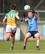 16 April 2016; Conor Lennon, Dublin, in action against Andrew Delaney, Offaly. Electric Ireland Leinster GAA Football Minor Championship First Round, Dublin v Offaly. Parnell Park, Dublin. Picture credit: Cody Glenn / SPORTSFILE