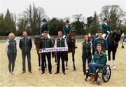19 April 2016; Team Ireland squad members, from left, Aoife Clark, Joseph Murphy, Bertram Allen, Judy Reynolds, Cathal Daniels and Helen Kearney ahead of the 2016 Olympics and Paralympic Games in Rio. National Horse Sport Arena, Abbotstown, Co. Dublin. Picture credit: Ramsey Cardy / SPORTSFILE