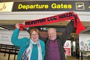 30 April 2010; Munster rugby fans Gerry and Siobhan O'Connor, from Bishopstown, Co. Cork, at Dublin airport as they depart for Munster's Heineken Cup Semi-Final against Biarritz Olympique in Spain on Sunday. Dublin Airport, Dublin. Picture credit: Brian Lawless / SPORTSFILE