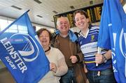 30 April 2010; Leinster rugby fans Michael and Josephine Fay and their son Andrew, right, from Maynooth, Co. Kildare, at Dublin airport as they depart for Leinster's Heineken Cup Semi-Final against Toulouse in France on Saturday. Dublin Airport, Dublin. Picture credit: Brian Lawless / SPORTSFILE